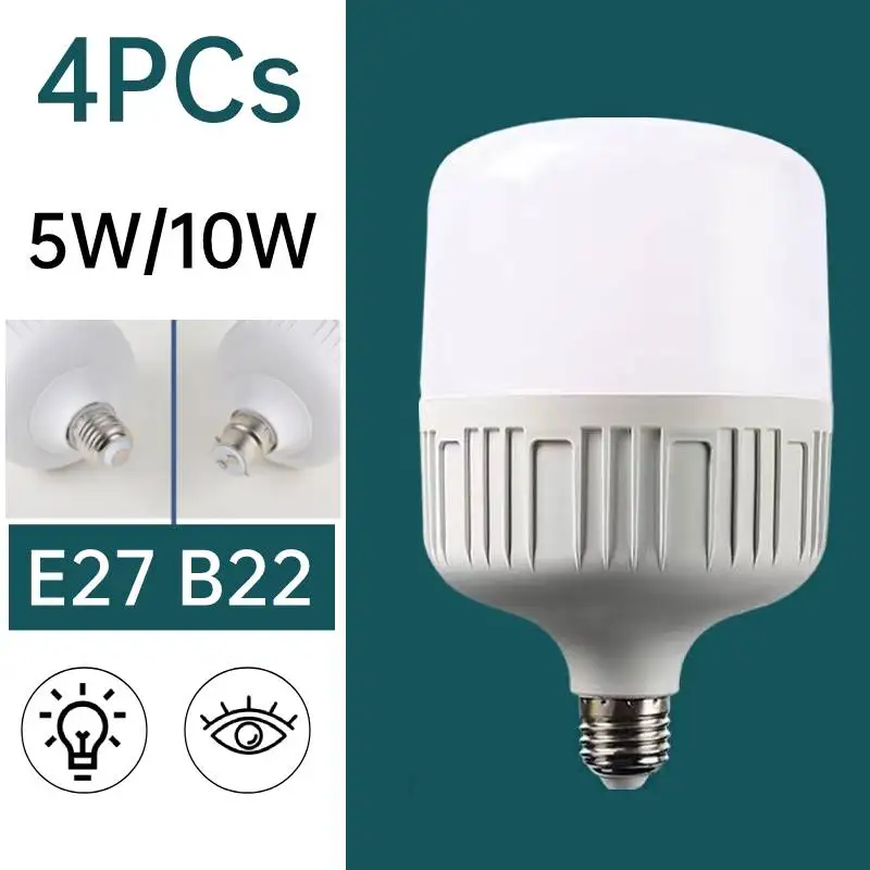 

4PCs 5W 10W E27 Light Bulbs Energy Saving Smart Led Bulbs 220V Led Lamp Super Bright 2835 Emergency Led Lights