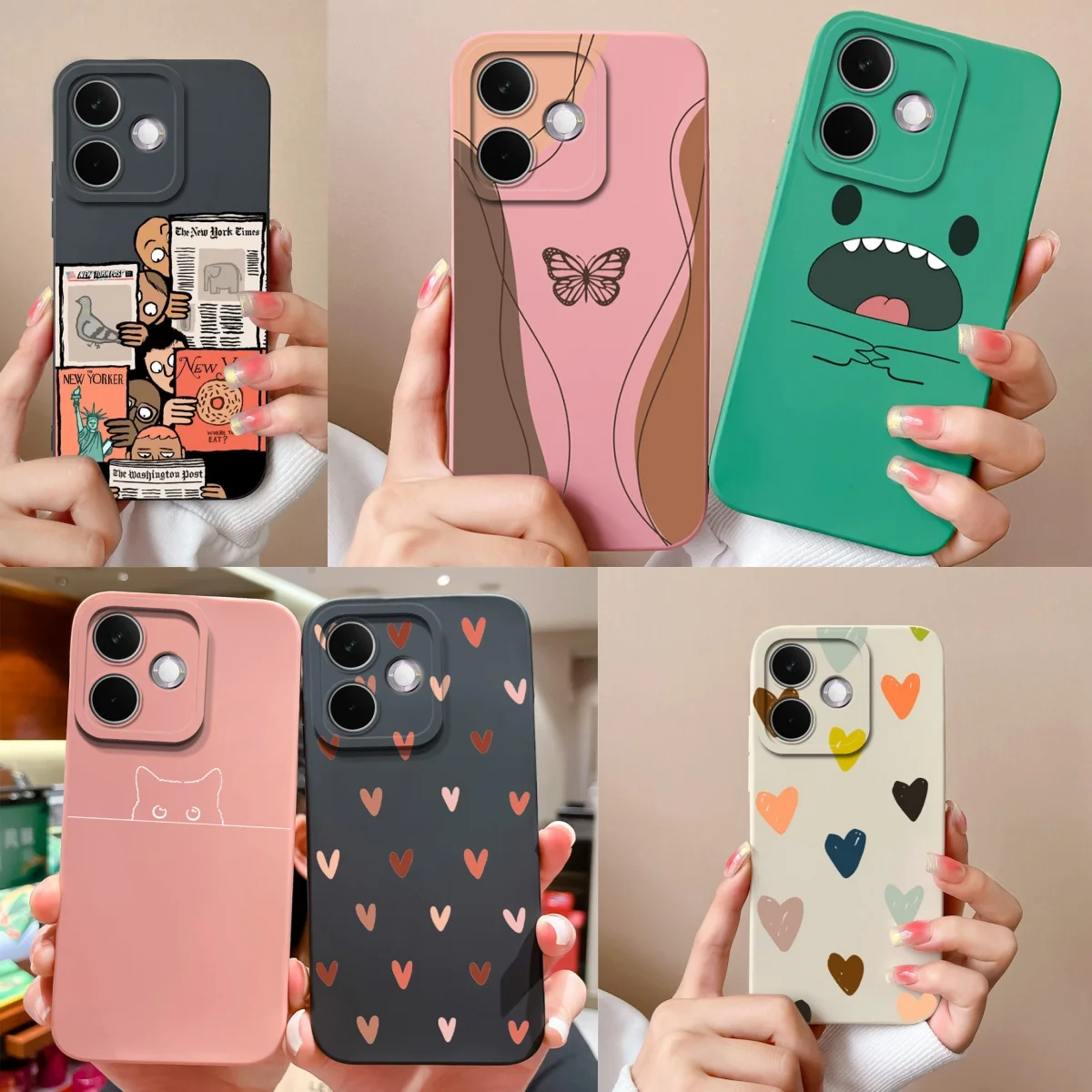 Colorful Love Heart Camera Protection Antifouling Soft Phone Case Cover
