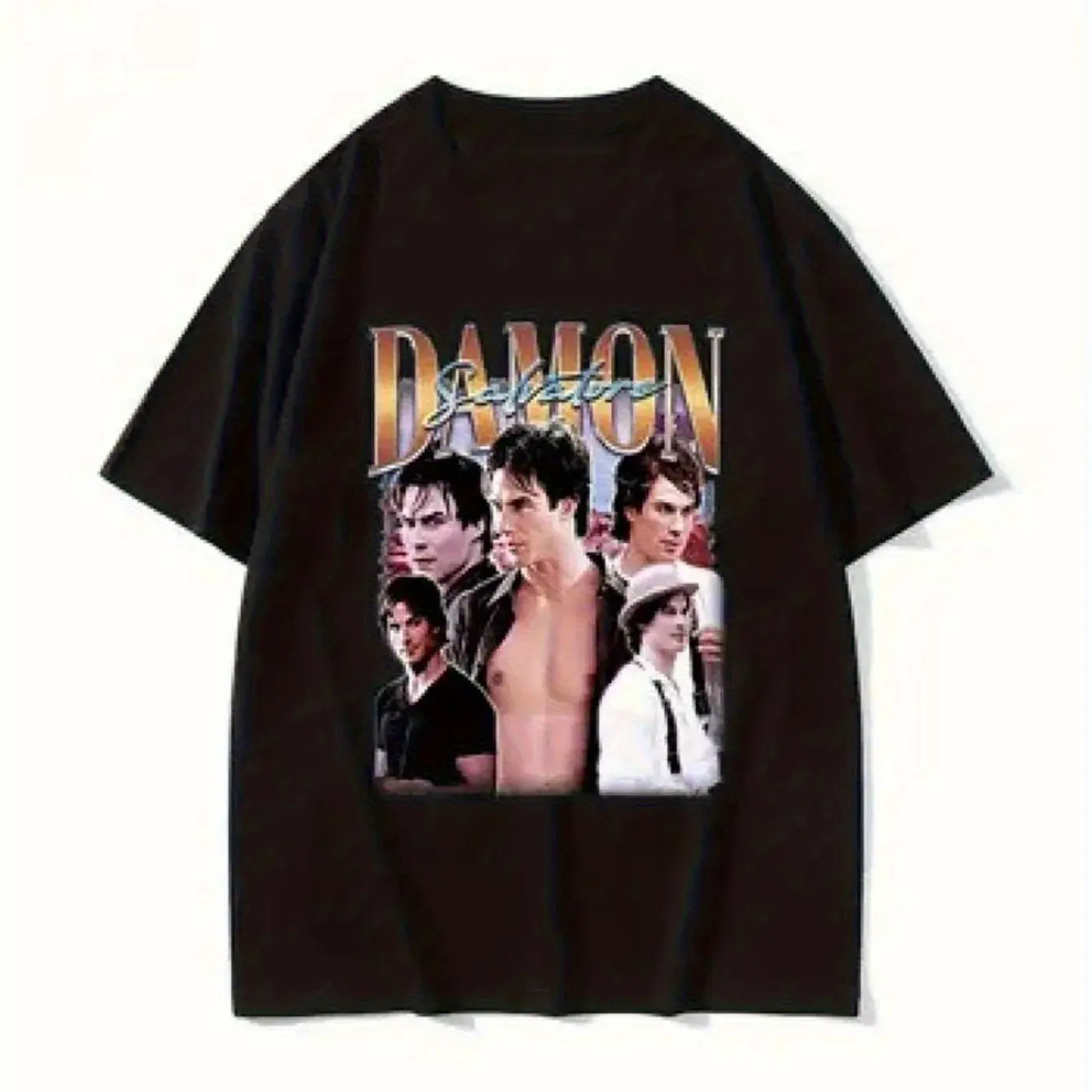 The Vampire Diaries Damon Salvatore Limited Edition Printed T-shirt Retro Character Pattern Unisex