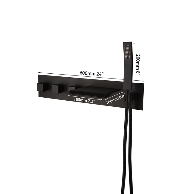 ZAPPO ทองเหลืองสีดําอ่างอาบน้ําก๊อกน้ํามือถือ Sprayer อาบน้ําน้ําตกก๊อกน้ํา 3 จับ Tub FILLER ก๊อกน้ําอ่างอาบน้ํา 2