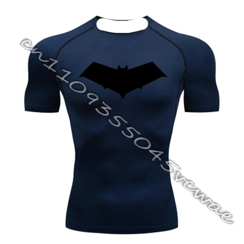 3D Nightwing 남성 T 셔츠 러닝 셔츠 남성 압축 티셔츠 운동복 체육관 러쉬 가드 복싱 훈련 스포츠 탑 MOTO