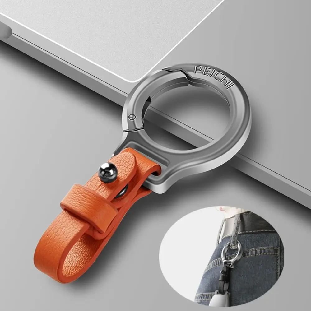Titanium Alloy Cowhide Leather Keychain Car Key Holder