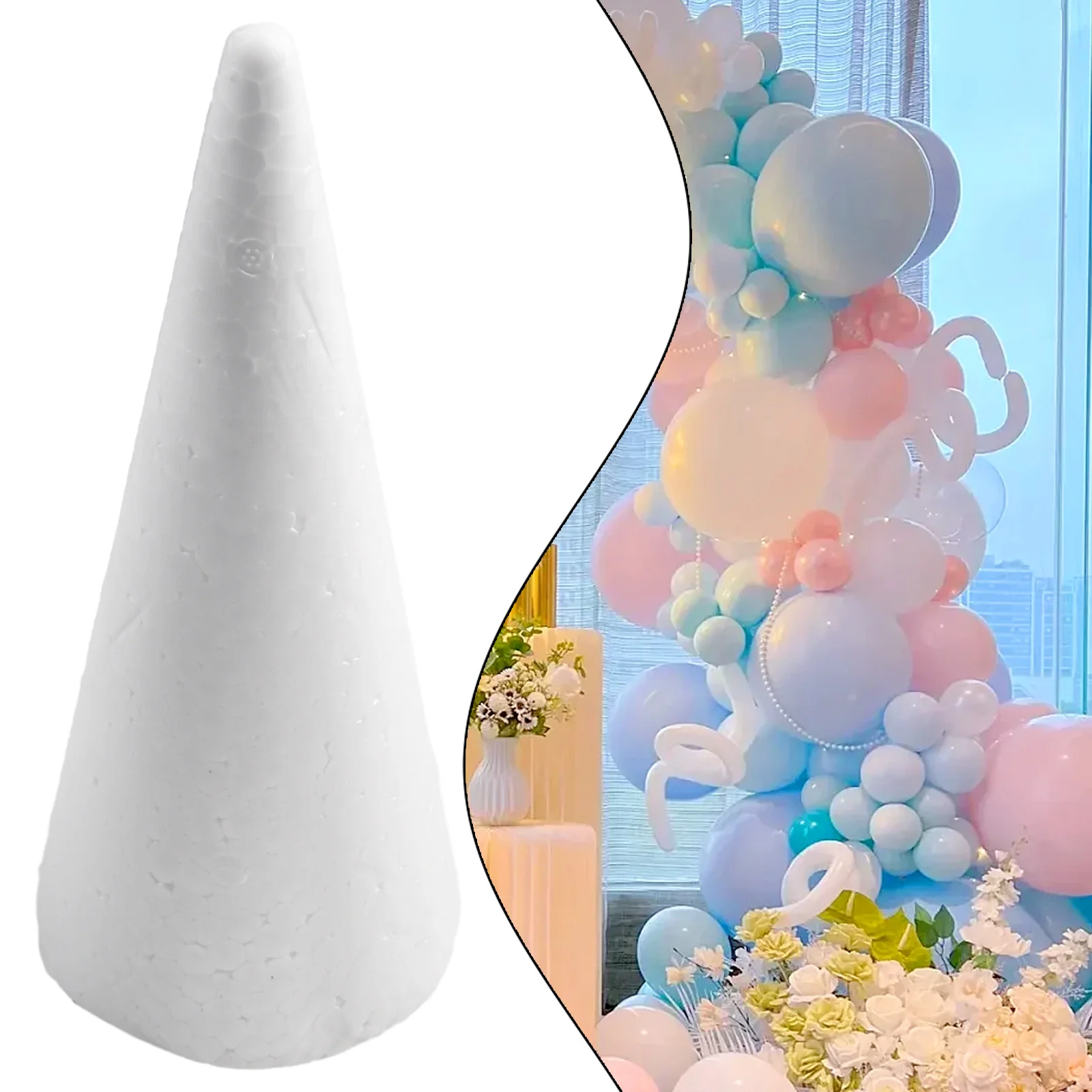 1 Stück DIY Kunst Weihnachten Party Dekor für Kunst handwerk Handwerk Kuchen Topper Schaum kegel DIY Handwerk Polystyrol bildet kleinen großen weißen Schaum – Detail 5