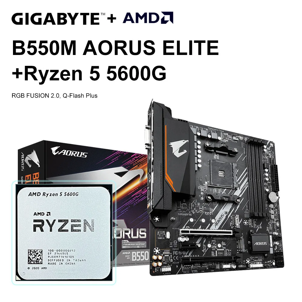 GIGABYTE B550M AORUS ELITE Motherboard + AMD Ryzen 5 5600G R5 5600G CPU