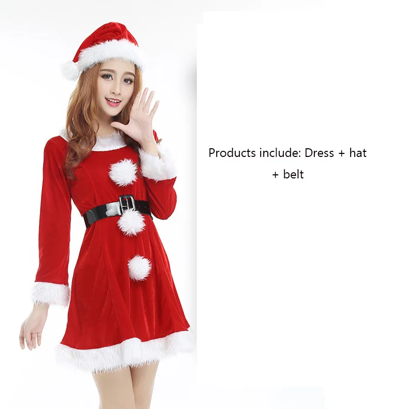 

Christmas Masquerade Party Cosplay Maid Uniform Lady Red New Year Santa Costume Canary Skirt Carnival Party Stage Sexy Dress