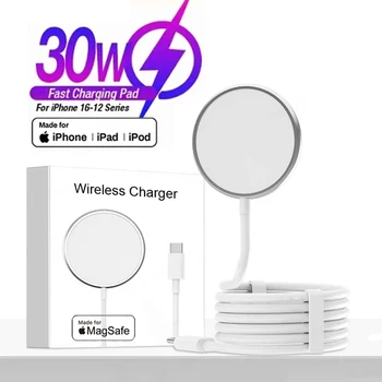 Chargeur sans fil d’origine Apple Magsafe pour iPhone 16 15 14 13 12 11 Pro Max X XS XR 8 Plus Charge rapide Type C Câble Lightning