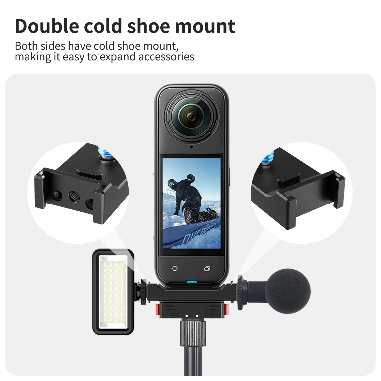 For Insta360 X5 X4 X3 X2 X Series Quick Release Plate Tripod Fast Switch Adapter 1/4" Arri Cold Shoe Mount Micphone Light Stand