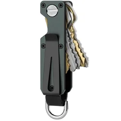 Sleek Black & Gold Compact Aluminum Key Organizer with Carabiner Clip (Grey)