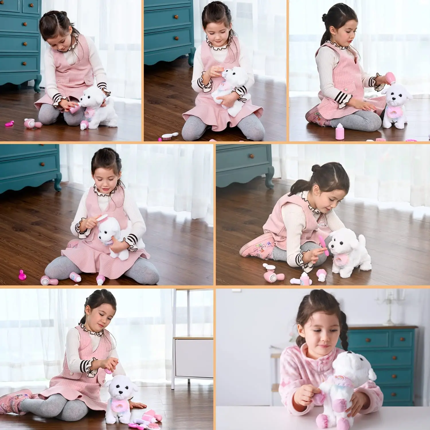 Plush Puppy Electronic Interactive Toy for Kid Shake Tail Pretend Dress Up Stuffed Dog Walking Barking Toy Dog with Leash 5