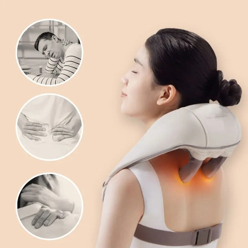 New 5D Kneading Shiatsu Massage Shawl Chiropractic Back Massager for Neck  Shoulder Pain Relief Heating Neck Massageador Massagem - AliExpress