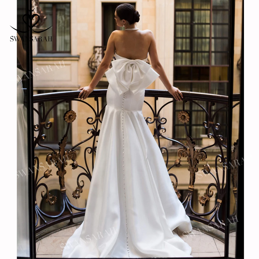 Elegant Mermaid Wedding Dress 2025 Vintage 2 In 1 Bow Princess customized Bride Gown SwanSarah N544 Plus Size Vestido De Novia 2