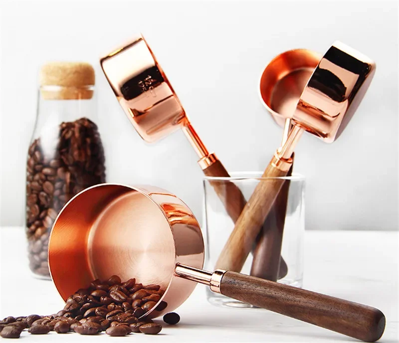Stainless Steel gram wooden Measuring Cups Spoons Plated Copper Rose Gold Kitchen Baking scale Measuring Spoon Set food scale kitchen measuring spoons measuring spoon set