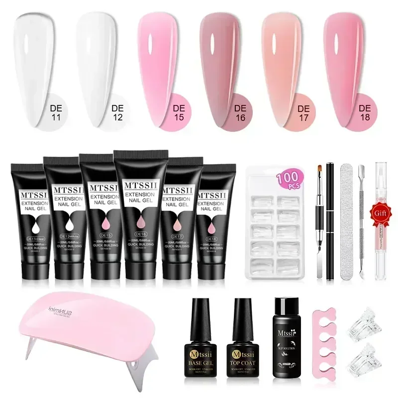 Nail Gel Set 20m Extension Manicure Set Finger Quick Buliding Extension Gel Nail Polish Kit Soak Off UV LED Art