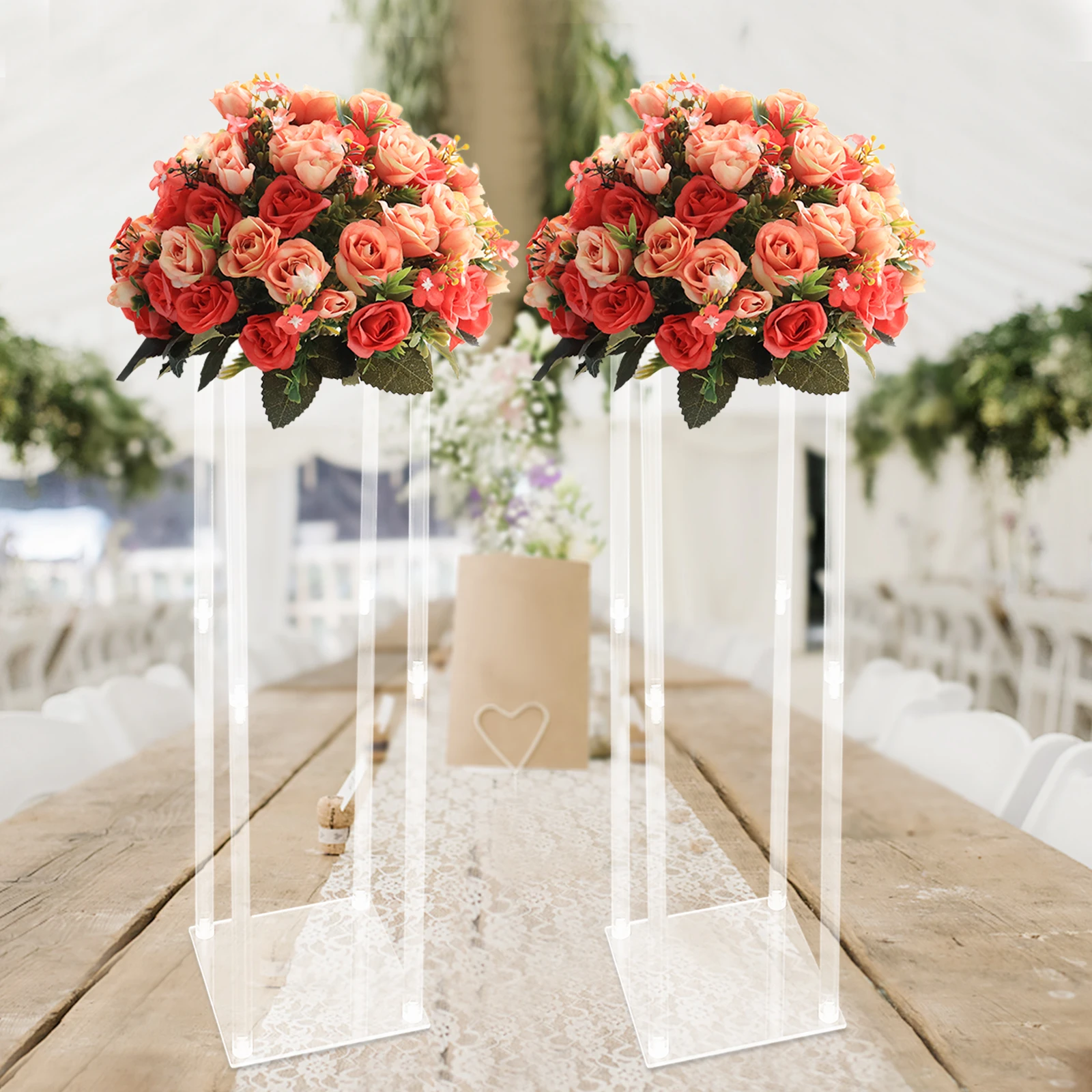 Clear Wedding Geometric Flower Vase Column Stand for Wedding Party Table Centerpiece