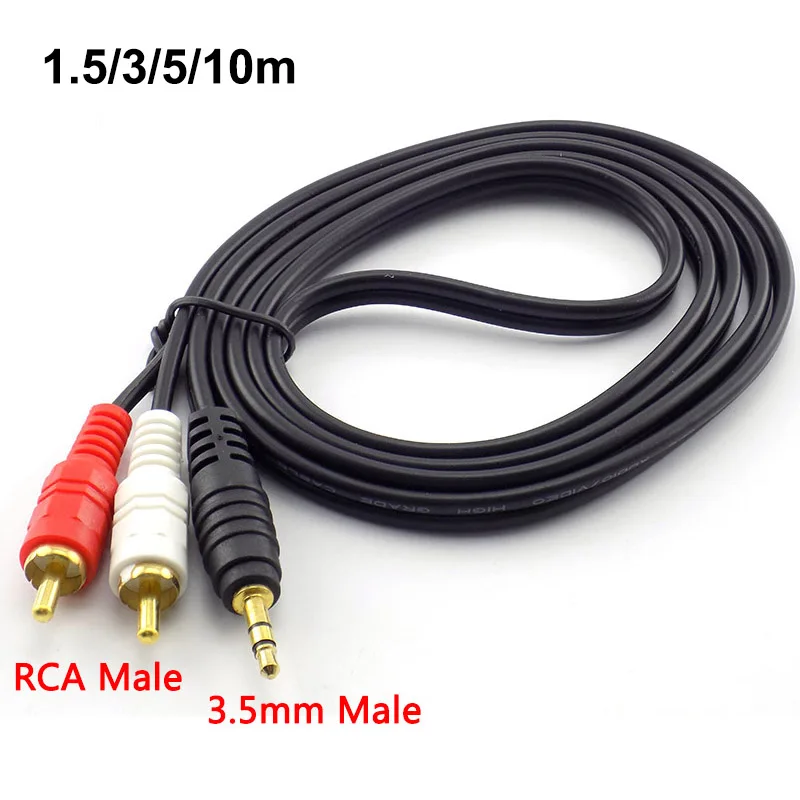 Lunghezza Lunga 1.5M 3M 5 M 10M 3.5 Mm Jack Maschio A Av 2 Rca Connettore Maschio Cavo Computer Linea Audio Per Telefoni Altoparlanti Audio Tv
