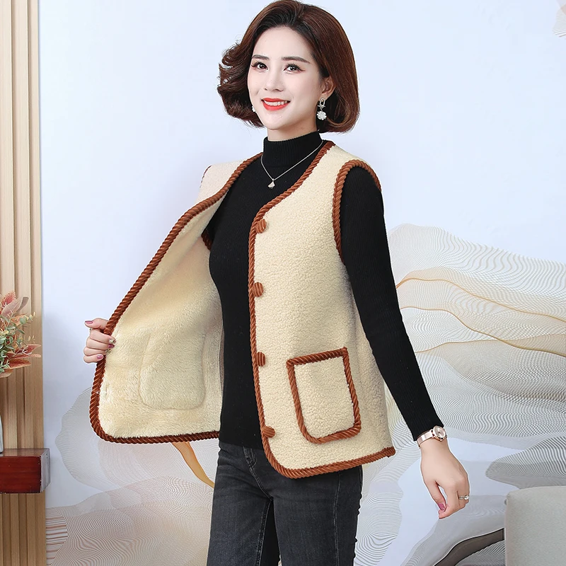 

Women Winter Granular Velvet Vest Autumn Winter Fashion Loose Plus Velvet Warm Waistcoat Vest Jacket Female Waistcoat Outer Wear