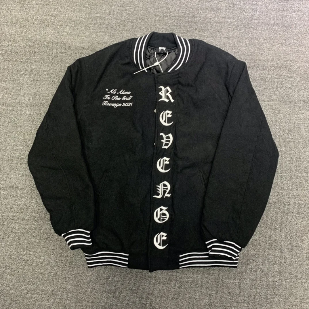 

New 2022 Luxury Men Revenge embroidered Stripe lysergic Cactus Plants Bomber Coats &Jackets / Down Coats Cotton Warm Winter R090