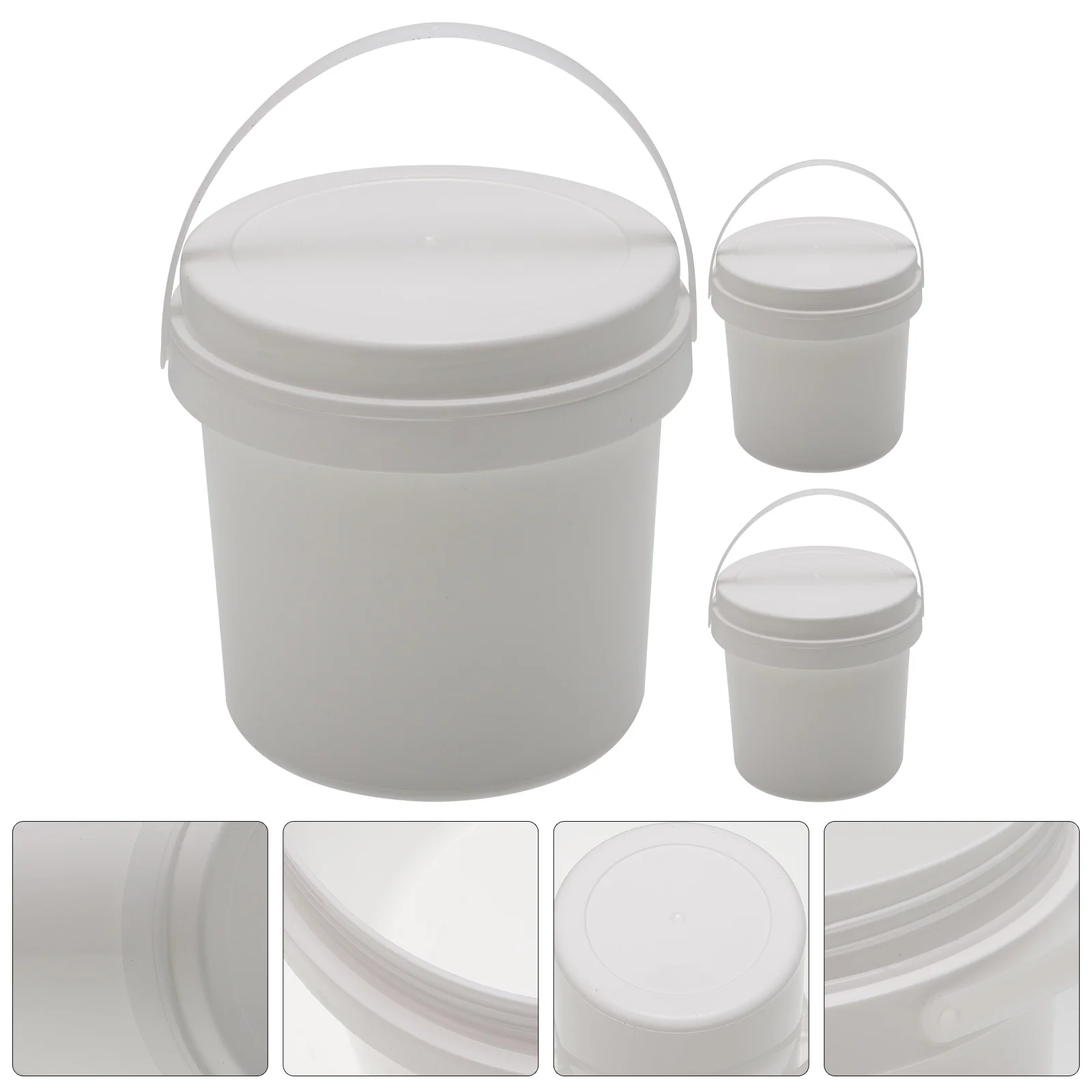 

Plastic Pails Lid Food Grade Toys 1L Water Bucket Handle Paint Pigment Bucket Pet Treat Containers Ice Cream