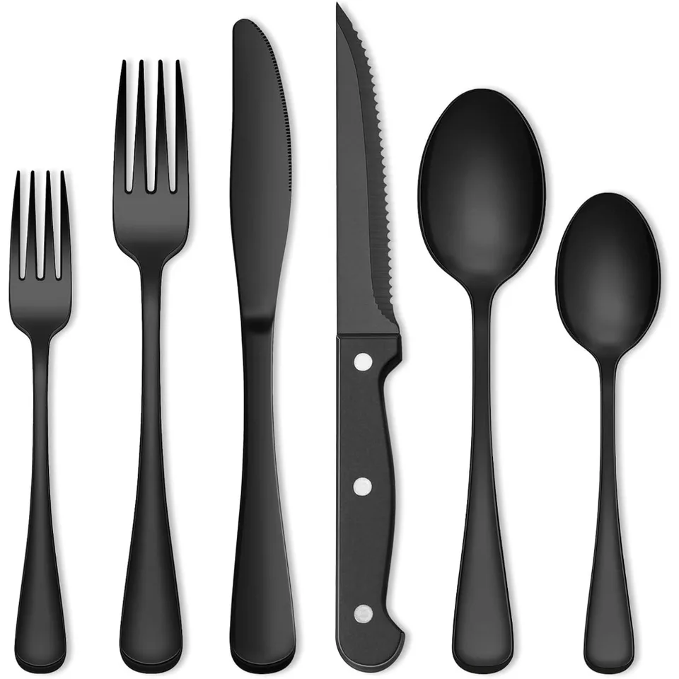 Elegant 72 Piece Black Silverware Set for Every Occasion