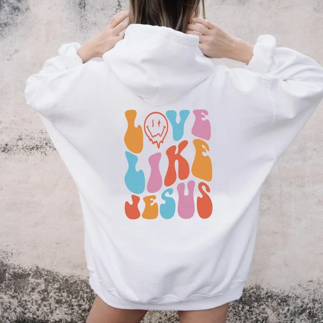Love like jesus smiley face Christian Hoodie aesthetic tumblr autumn spring  cotton pullovers religion church quote grunge tops - AliExpress