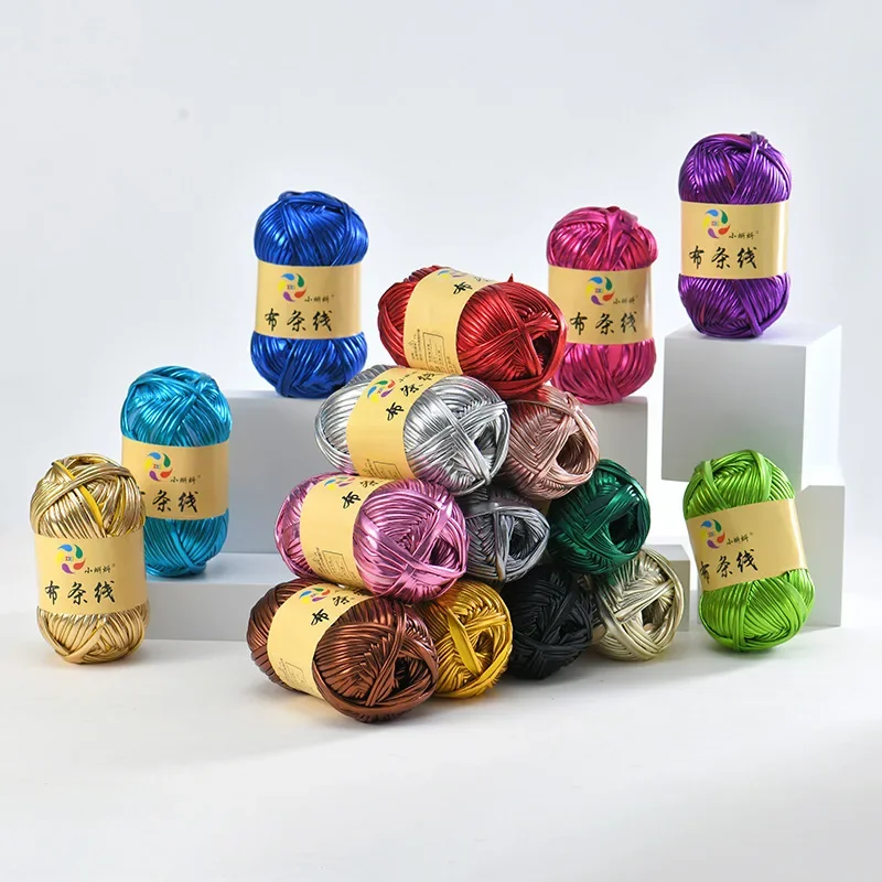 100g Metallic Luster Yarns Polyester Blended Fabric Strip Yarn DIY Hand Crocheting Handbag Beanies Yarns 3