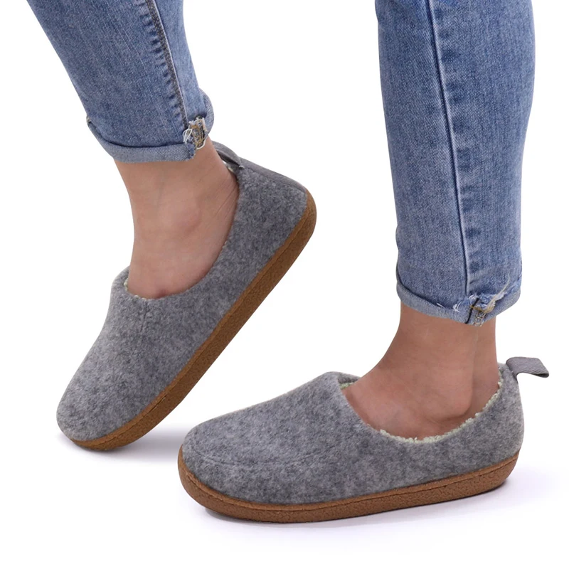 Pallene Winter Fur Cotton Slippers Warm Women Men Plush Heel Wrap Slippers Home Felt Cozy Shoes Indoor Soft Sole Non Slip Slides