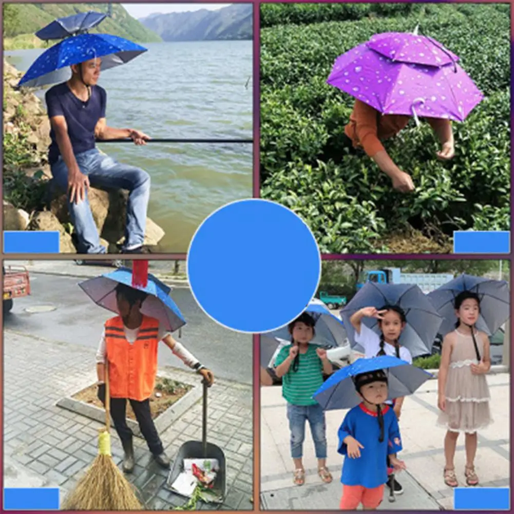 Umbrella Hat Double-layer Foldable Rain Sun Shade For Fishing Camping