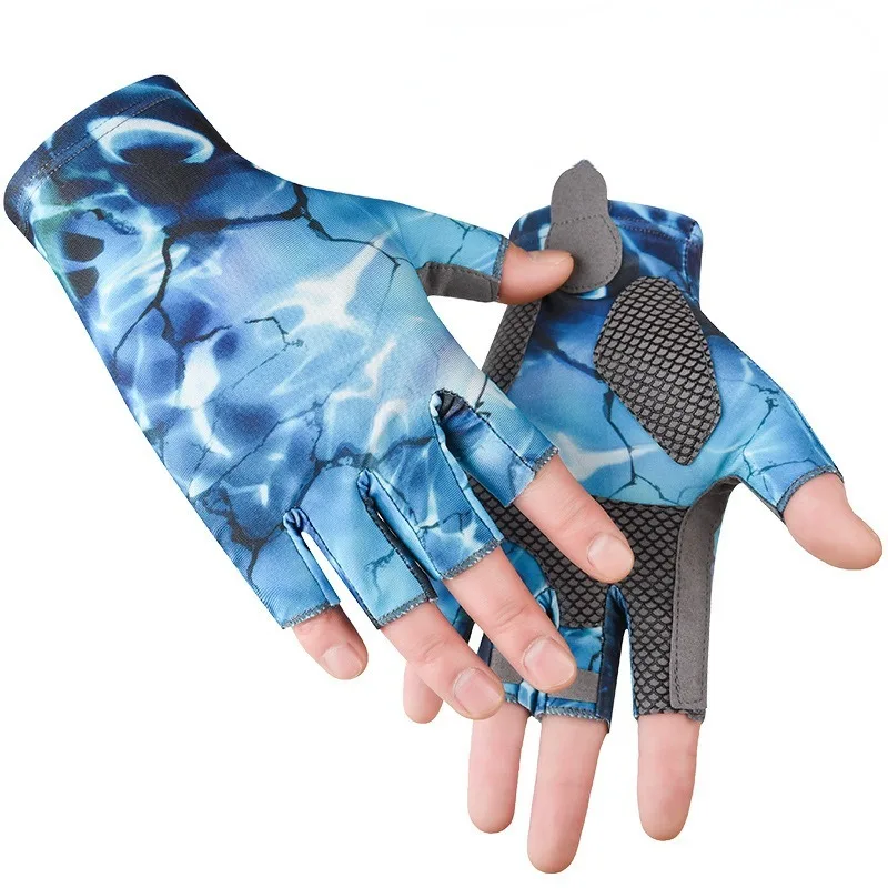 Fishing Gloves Summer Breathable Wear-resistant Ice Silk Half-finger Camouflage Pattern Outdoor Activities