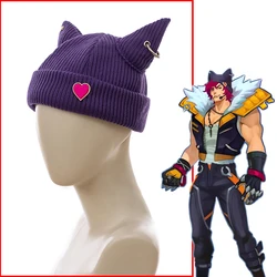 Game LOL Sett Heartsteel Cosplay Hat,The Boss Sett's Purple Knitted Hat,Same Headgear,Halloween Carnival Party Role Play Props
