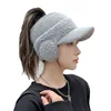 K329-Hat Women's Winter Riding Knitted Ear-proof Duck Tongue Hat Fashion Versatile Plush Warm Hollow Top Ear Cap Women's Hat 3
