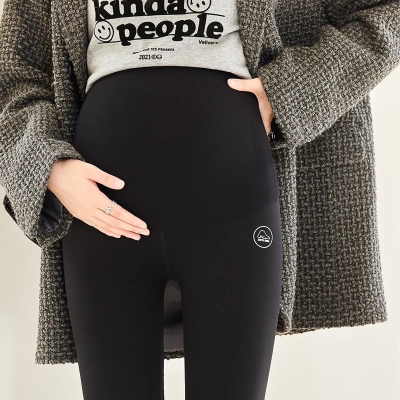 Autumn And Winter New Pregnant Women Seamless Belly Support Leggings Pregnant Women Breathable Comfortable Warm Outer Pants