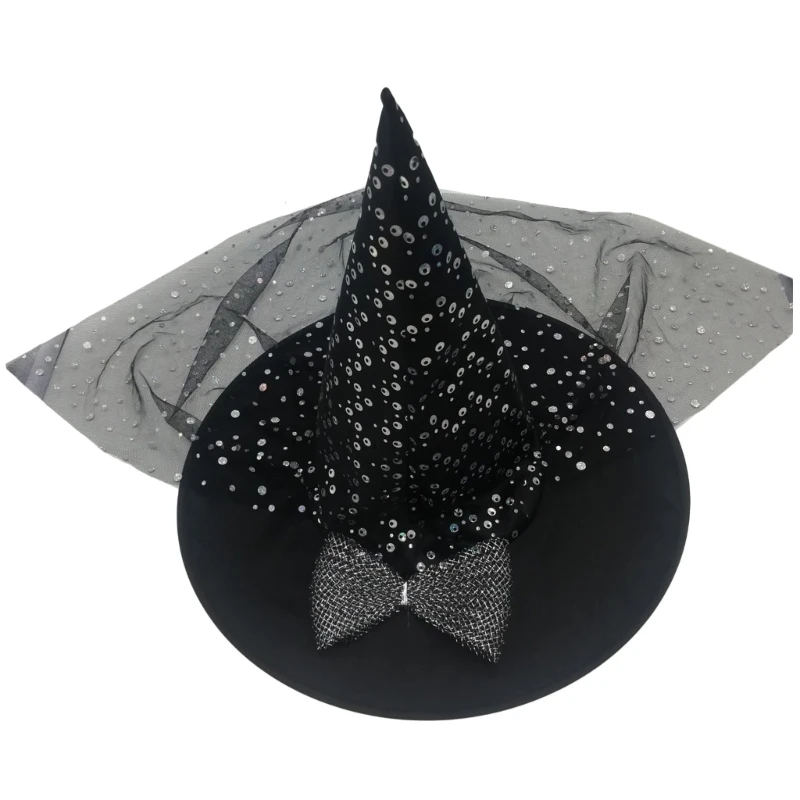 

Halloween Witch Hat Wide Brim Party Top Hat Women Wizard Hat Unisex Witchcap Cosplay Costume Adults Holiday Headdress