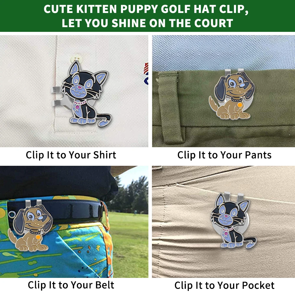 1pc Cute Cat & Dog Golf Hat Clip &ndash; Magnetic Ball Marker Stylish Accessory for Golf Caps.