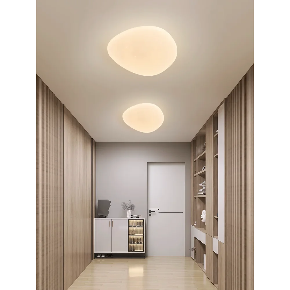 Luz de teto LED Nordic Pebble, Material acrílico branco, luz minimalista moderna, luz do corredor, varanda do quarto e varanda