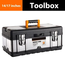 Household Portable Tool Box 14 Inch 17 Inch Hardware Multifunctional Car Storage Stainless Steel Box Tool Organizer