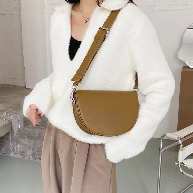 Saddle Shoulder Bag Ladies Leather Saddle Crossbody Bag Women