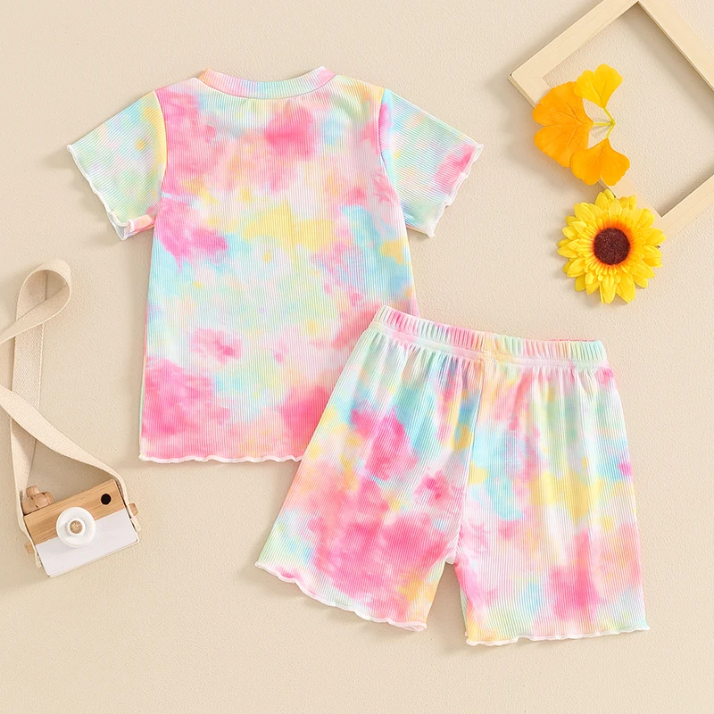 

Kupretty Toddler Baby Girl Summer Clothes Ruffle Ribbed Knit Short Sleeves T-Shirt Tops Shorts Cute Outfits Set