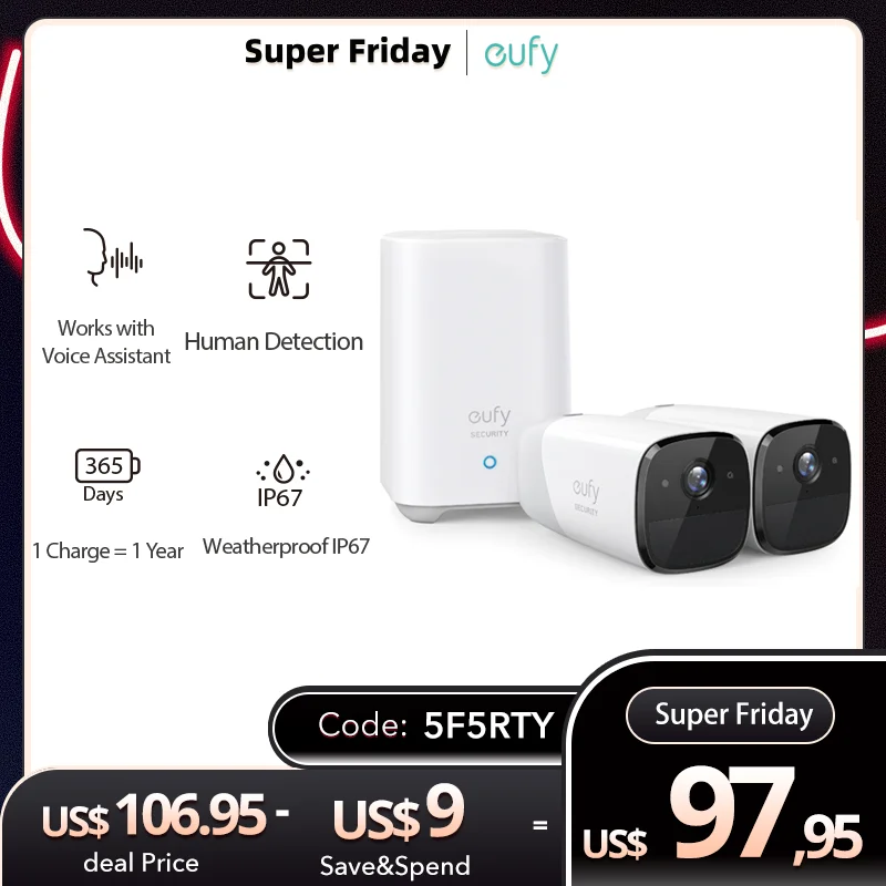 eufy Security eufyCam 2 Wireless Home Security Protection Mini Camera