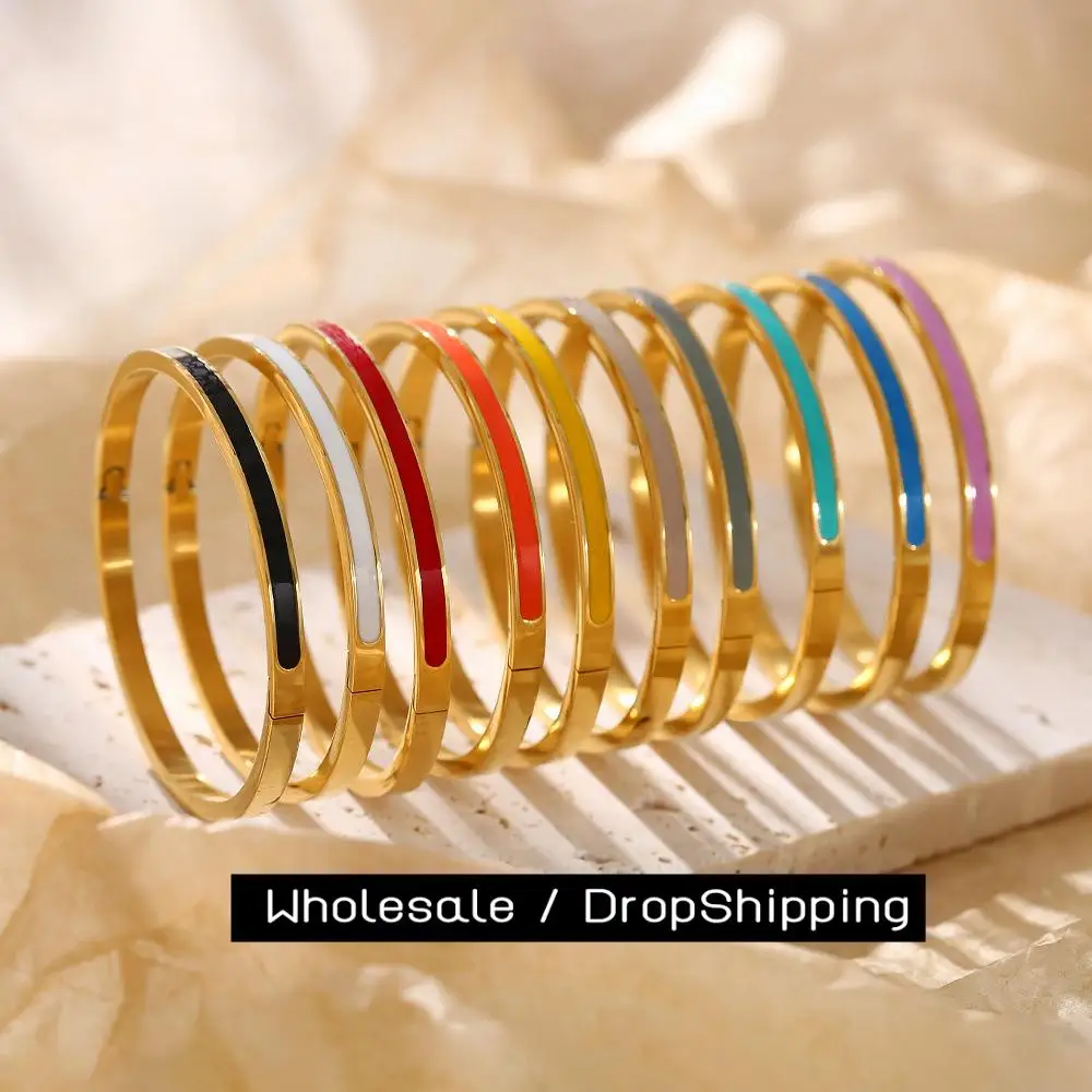 CARLIDANA Luxury Colorful Orange Enamel Bracelet for Women - Fashionable Party Jewelry Gift in Stainless Steel