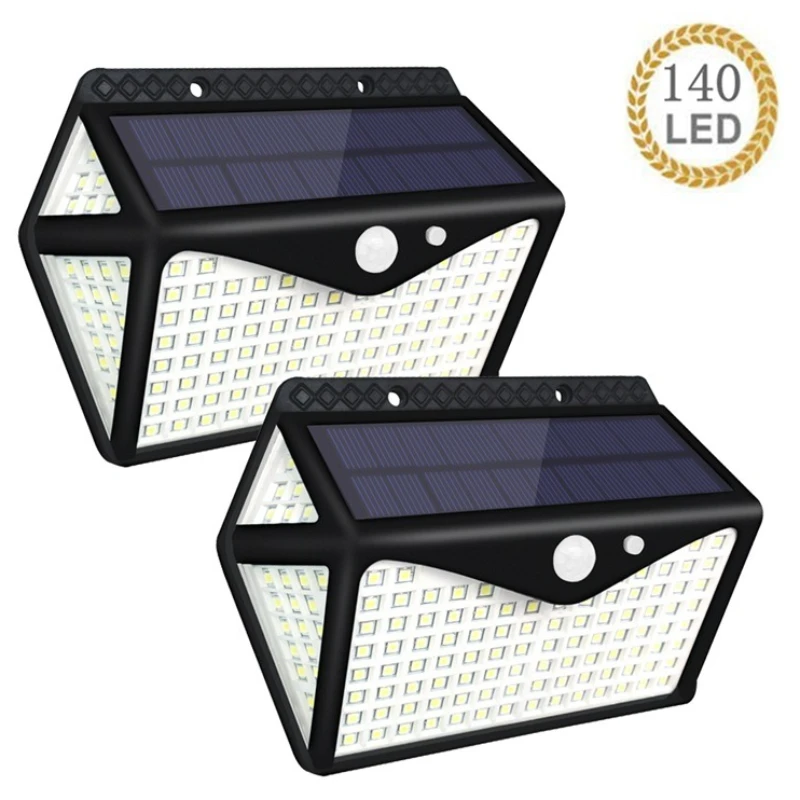 2Pcs Solar Wall Lights New Humans Induction Waterproof 140LED Courtyard Lamps Fence Entrance Warehouse Garage Entrance Lightings destroy all humans pc