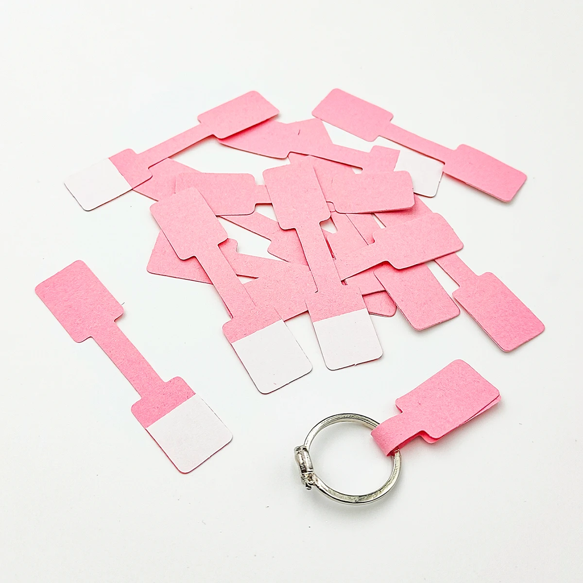 100PCS Pink Brown Paper Price Tags Ring Necklace Jewelry Cards Labels Stickers Jewelry Display Card Hangtag Store Decor 4 row pink classification storage distinguish blank sticker labels roll direct print price label stickers