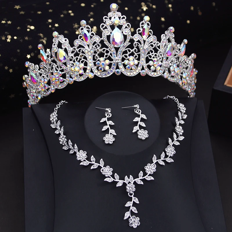 Bridal Jewelry Sets Luxury Crown Bride Jewelry Sets Women Tiaras Set Choker Necklace Earring Prom Bridal Wedding Costume Accessories