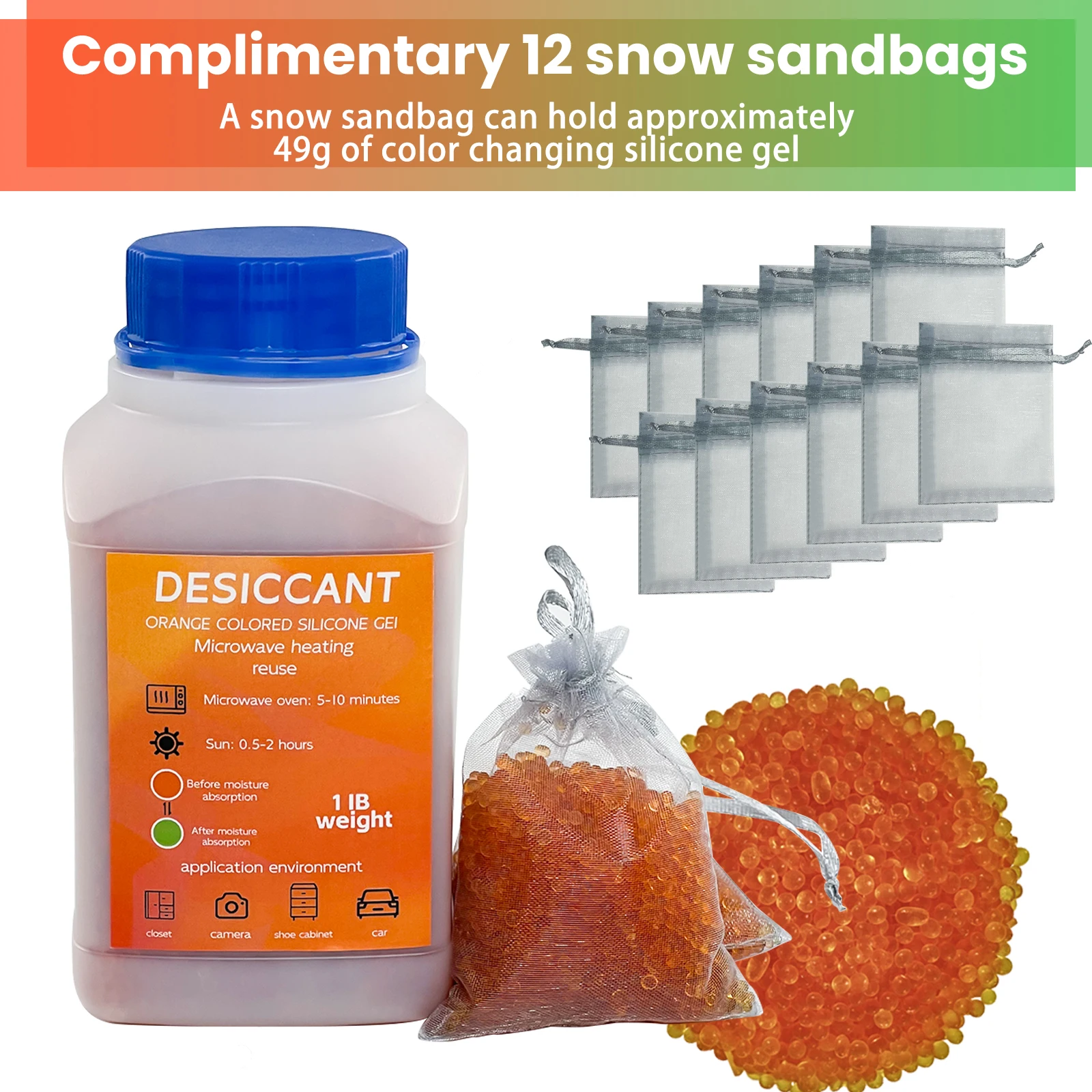 Desiccant reusable silicone moisture absorbing household wardrobe Desiccant Moisture Absorber Dehumidifie 465g+12 empty bag silica gel desiccant moisture absorber bag moisture absorber moisture absorbing bag