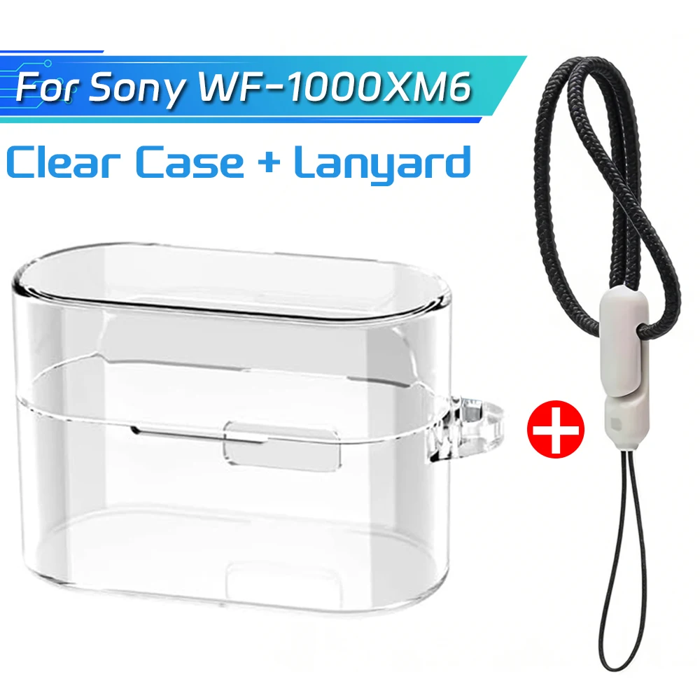 Crystal Clear Shockproof TPU Earphone Case with Anti-loss Lanyard