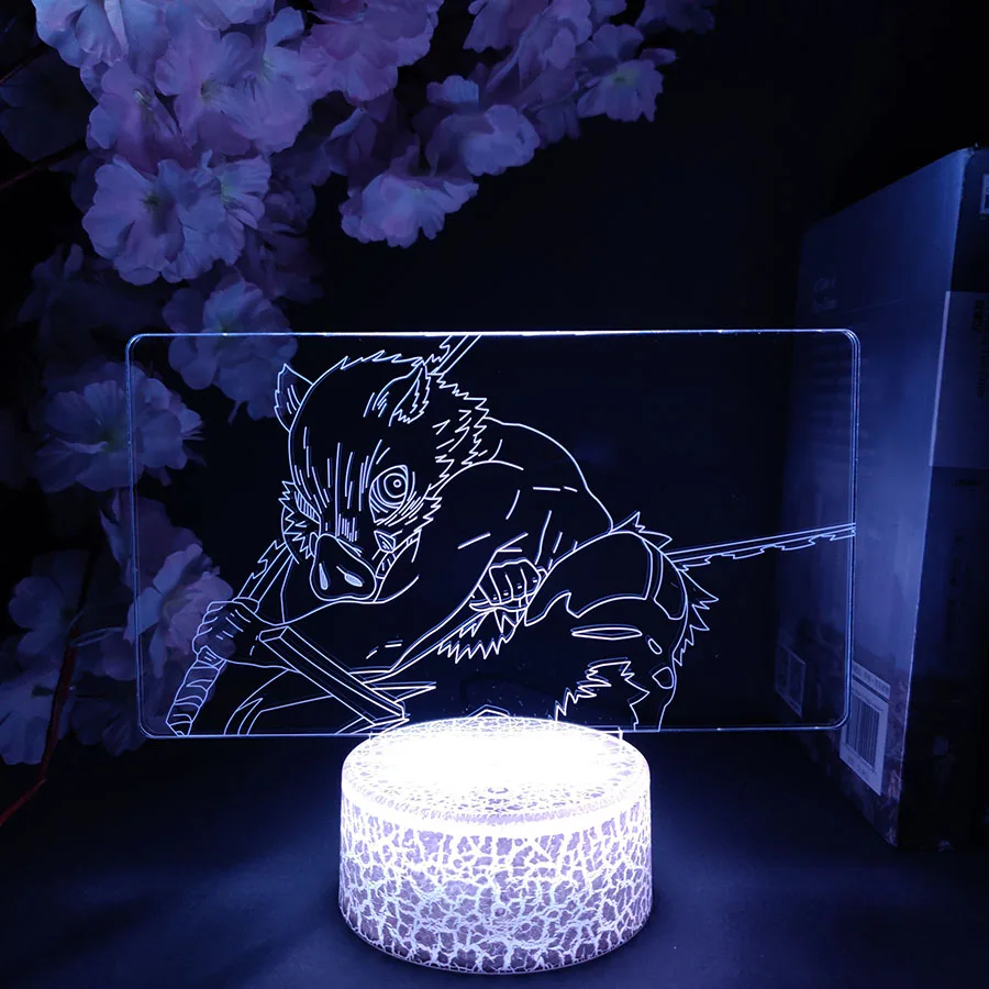 3d Anime Light Kimetsu No Yaiba Inosuke Hashibira Night Light Led Lamp Demon Slayer