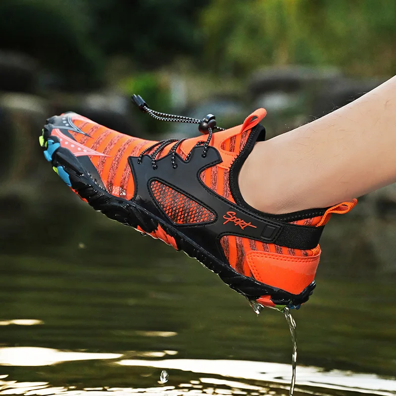Breathable Beach Footwear For Mens Elastic Barefoot Upstream Trekking Water Shoes Quick Dry Breathable Seaside Nonslip Sneakers