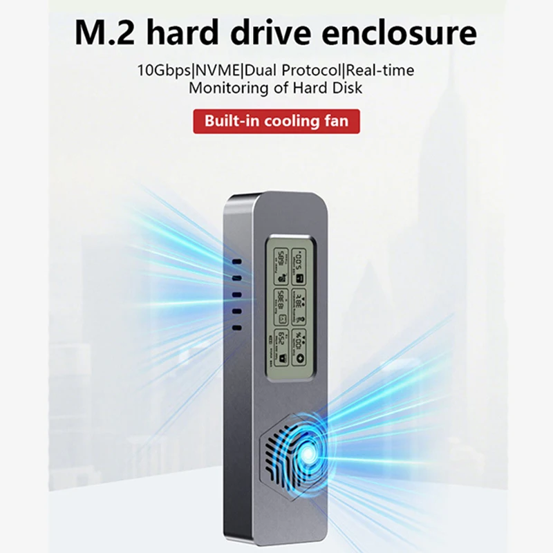 UTHAI M24 스마트 모바일 SSD 디스플레이 박스 듀얼 프로토콜 NVMe/SATA 외장 하드 디스크 Type-C 3.2 데이터 전송용