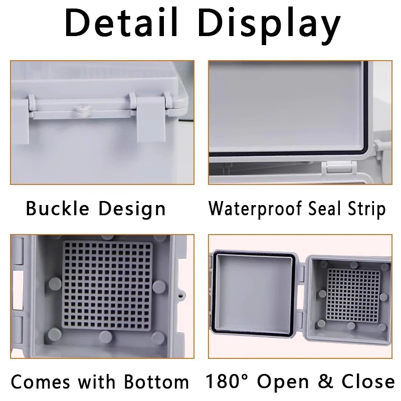 IP66 Waterproof Plastic Box ABS Wire Junction Box Gray/Transparent Cover Enclosure Outdoor Electronic Engineering Projects electronic enclosure case electrical junction box electrical box electrical distribution box