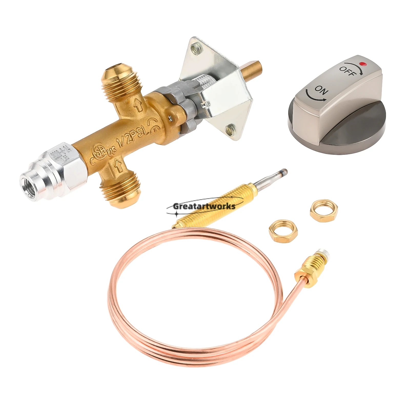 Baixa Pressão Lpg Propano Gás Flame Failure Safety Control Valve m8 x Rosca Termopar Alloy Knob 50.000 Btu Psi Pcs por Conjunto