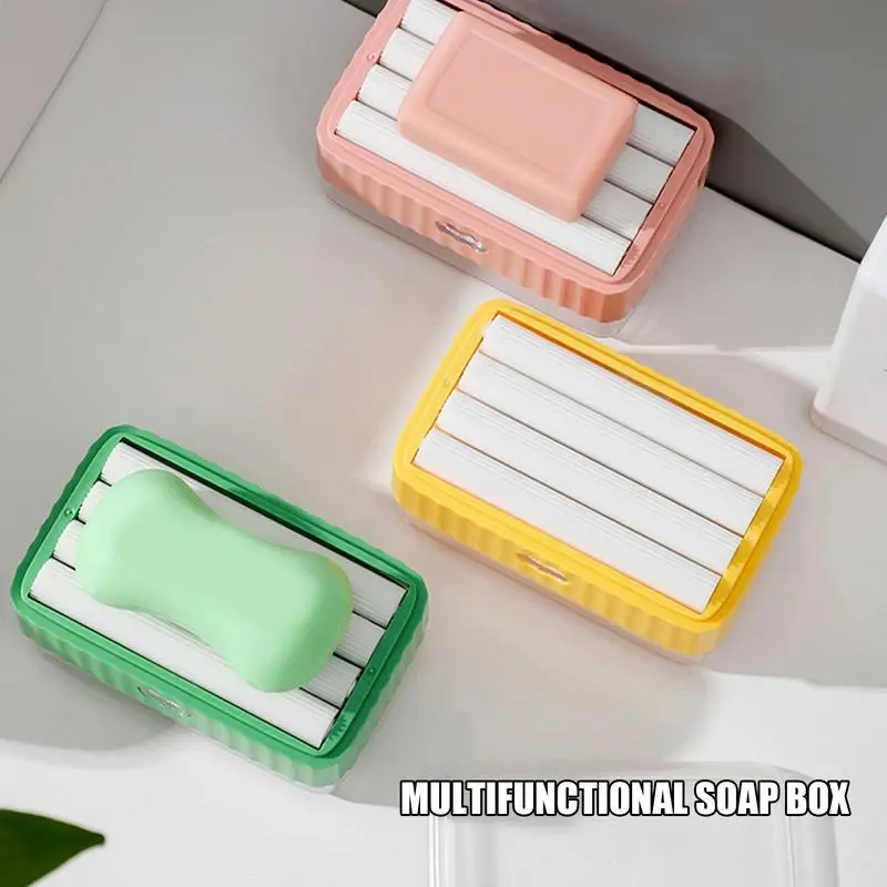 여행용 다기능 거품 비누 용기, 여행용 비누 접시, 뚜껑이 달린 비누 보관 상자